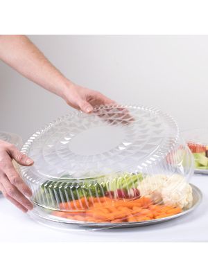 12 Round Flat Aluminum Foil Catering Tray w/Dome Lid - Disposable Cater  Serving Pan (Pack of 10 Sets)